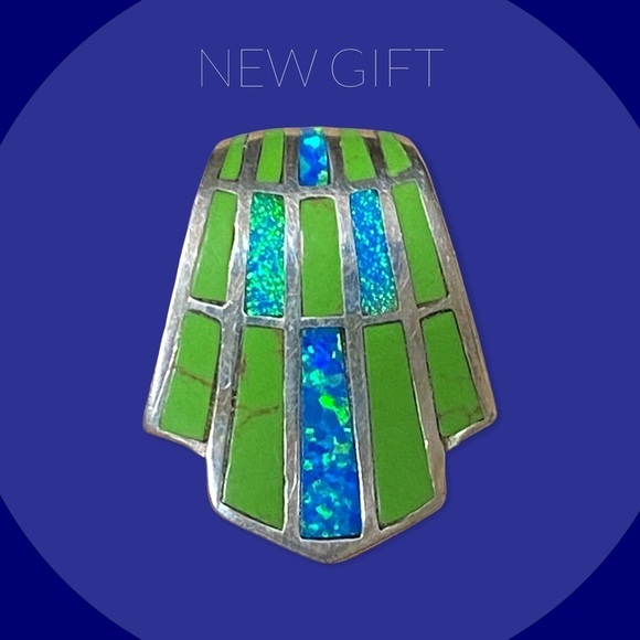 Opal turquoise pendant sterling silver - Picture 6 of 7